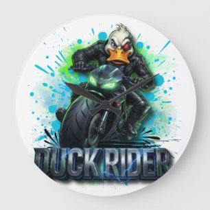 Duck Rider 3D Cyber Duck Motorfiets T-Shirt Grote Klok