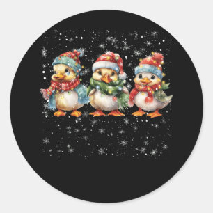 Duck Santa Hoed Kerstmis Lichten Gekke Gans Merry Ronde Sticker