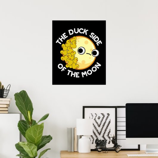 Duck Side of the Moon Astronomy Pun Dark BG Poster (Thuiskantoor)