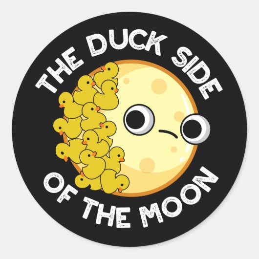 Duck Side of the Moon Astronomy Pun Dark BG Ronde Sticker (Voorkant)