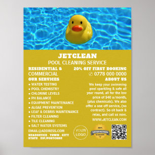 Duck, Swimming Pool Cleaning Poster