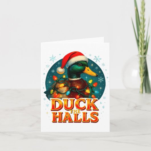 Duck The Halls Funny Christmas Lights Hunting Seas Kaart (Voorkant)