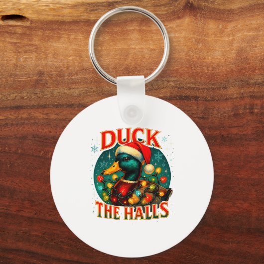 Duck The Halls Funny Christmas Lights Hunting Seas Sleutelhanger (Voorkant)