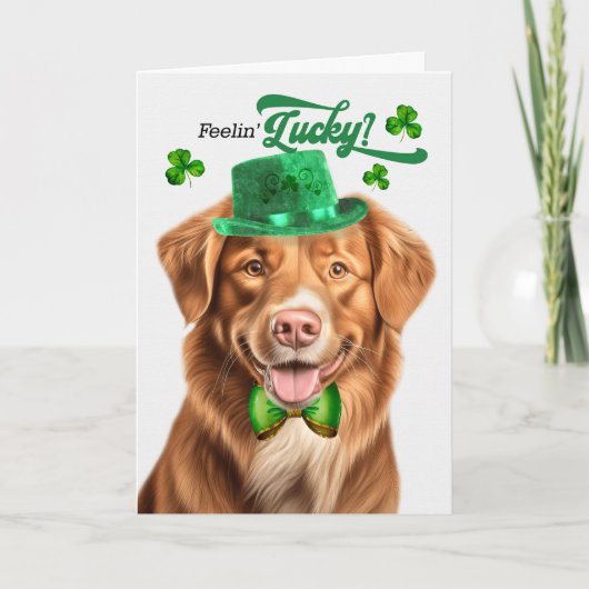 Duck Toller Dog Feelin' Lucky St Patrick's Day Feestdagen Kaart (Voorkant)