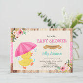 Duck umbrella shower invitation kaart (Staand voorkant)