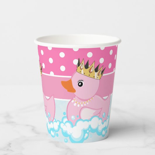 Duck van rubber (roze) Birthday Party Paper Cups Papieren Bekers (Achterkant)