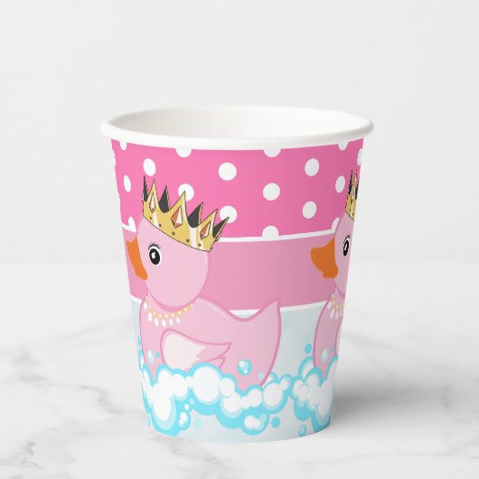 Duck van rubber (roze) Birthday Party Paper Cups Papieren Bekers (Voorkant)