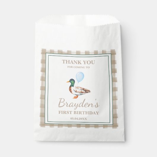 Duck Verjaardag gunstzak Bedankzakje (Voorkant)