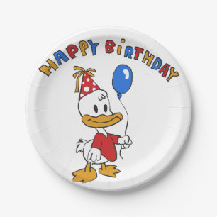 Duck verjaardagscartoon achtergrondkleur kiezen papieren bordje