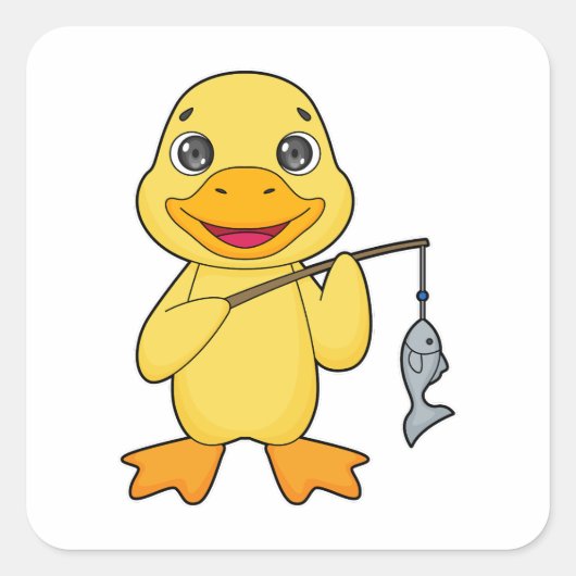 Duck Vist Fisher Finshing rod Vierkante Sticker (Voorkant)