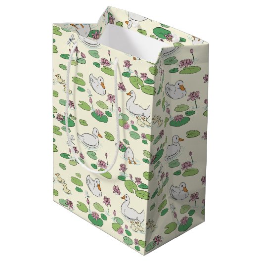 Duck Waterlily Gift Bag Medium Cadeauzakje (Achterkant Gekanteld)