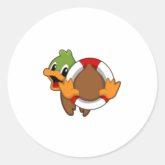 Duck with Swim ring Ronde Sticker (Voorkant)
