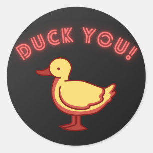 Duck You grappige party sticker
