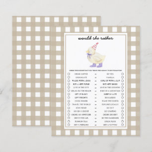Duck zou ze liever Baby shower spel