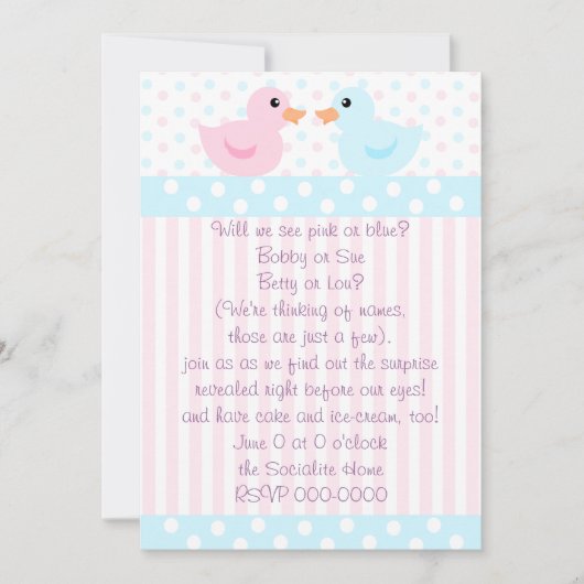 Duckies van roze en blauw kaart (Voorkant)