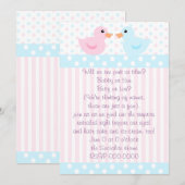 Duckies van roze en blauw kaart (Voorkant / Achterkant)