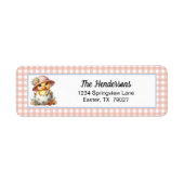 Duckling Chick in Easter Egg on Pink Gingham Plaid Etiket (Voorkant)