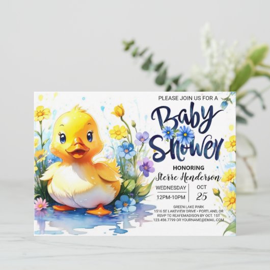 Duckling Custom Baby shower Kaart (Staand voorkant)