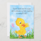 Duckling en vlinders 1e verjaardag uitnodiging (Voorkant)