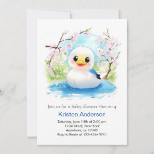 Duckling Enchanted Waterverf Boy Baby shower Kaart
