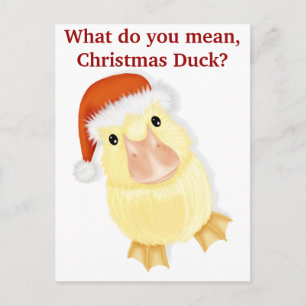 Duckling In Santa Cap Christmas Postcard Feestdagenkaart