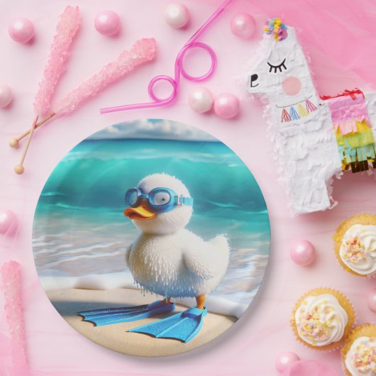 Duckling met scubaduiker papieren bordje (Feest)