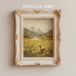 Duckling Mountain Meadow Landschap  Natuur Poster