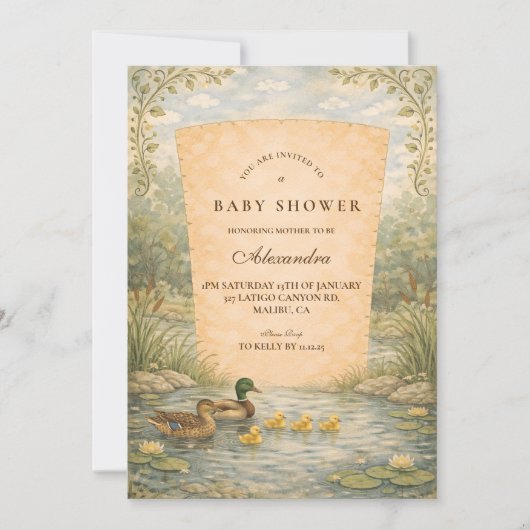 Duckling Pond Baby Shower Kaart (Voorkant)