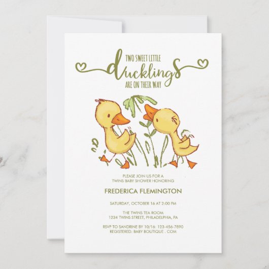 Duckling Twins Baby shower uitnodiging (Voorkant)