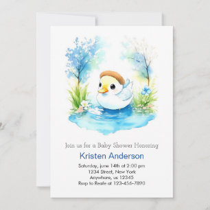 Duckling Waterverf Wildflower Boy Baby shower Kaart
