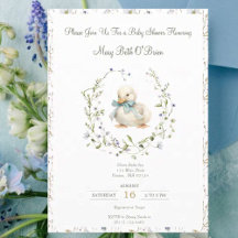 Duckling Wildflower Bloemen Baby shower Uitnodigin