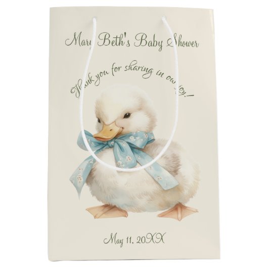 Duckling with Ribbon Baby Shower Medium Cadeauzakje (Voorkant)