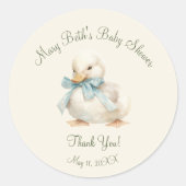 Duckling with Ribbon Baby Shower Paper Ronde Sticker (Voorkant)