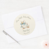 Duckling with Ribbon Baby Shower Paper Ronde Sticker (Envelop)