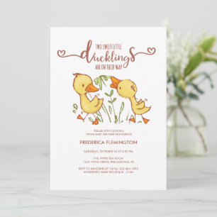 Ducklings Twins Baby shower Kaart