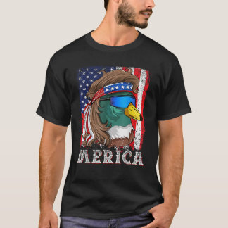 Duckoholic Mallard Duck American Flag Waterfowl Du T-shirt