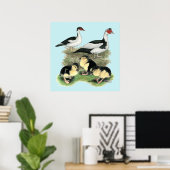Ducks Black Pied Muscovy Family Poster (Thuiskantoor)