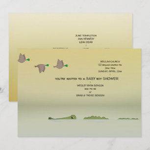 Ducks & Gator Natuur Cartoon Boy Baby shower Kaart