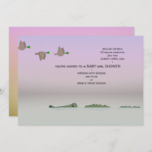 Ducks & Gator Natuur Cartoon Girl Baby shower Kaart