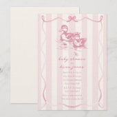 Ducks Woodland Bow Doodle Roze Baby shower Kaart (Voorkant / Achterkant)