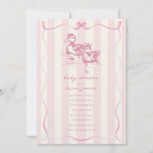 Ducks Woodland Bow Doodle Roze Baby shower Kaart