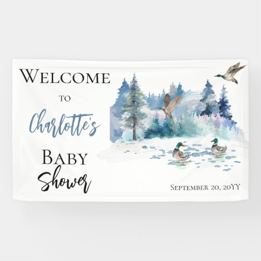 Ducks Woodland Forest Natuur Boy Baby shower Spandoek (Horizontaal)