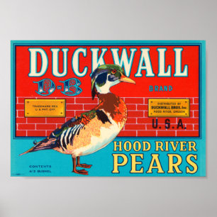 Duckwall Hood River Pears  Crate Label Poster