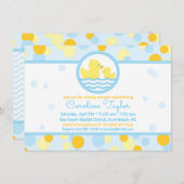 Ducky Baby shower Invitation blauw en geel Kaart (Voorkant / Achterkant)