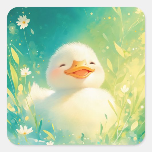 Ducky Days of Joy Vierkante Sticker (Voorkant)