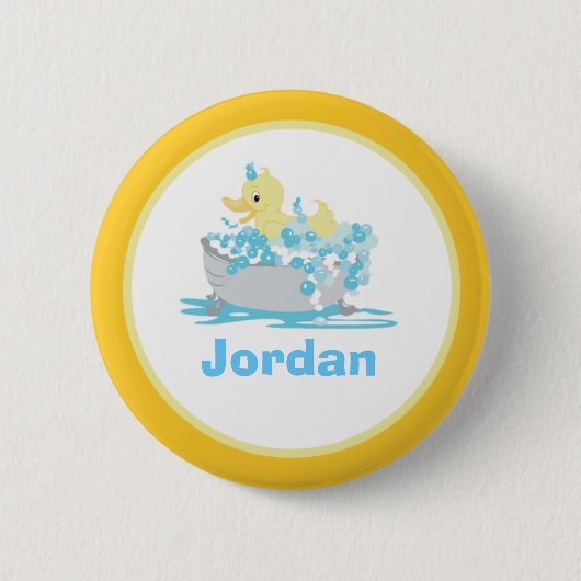 Ducky Duck in Tub Personal Button Sjabloon (Voorkant)