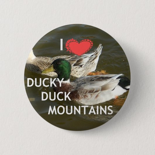 Ducky eend bergen. ronde button 5,7 cm (Voorkant)