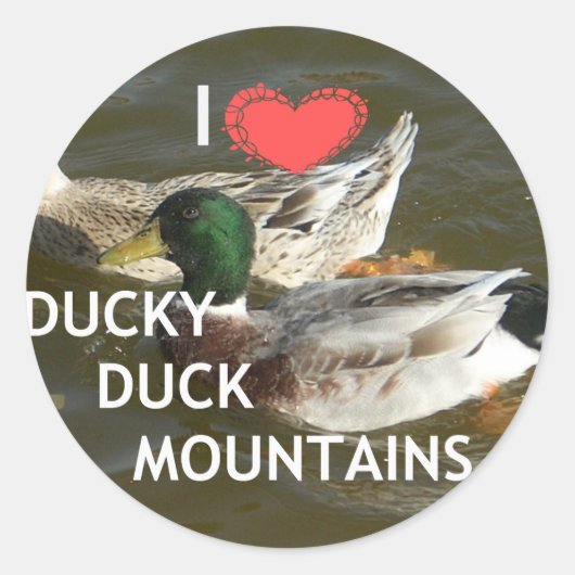 Ducky eend bergen. ronde sticker (Voorkant)