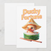Ducky Fortunes - Kawaii Duckling Uitnodiging (Voorkant / Achterkant)