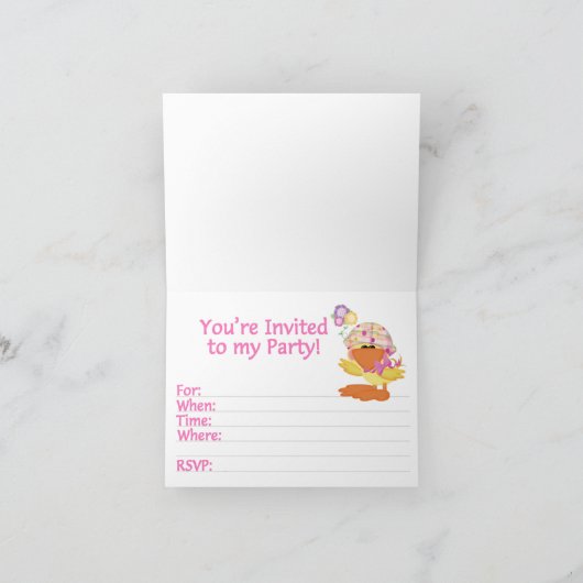 Ducky Girl 2e verjaardag invulling uitnodiging (Binnen)